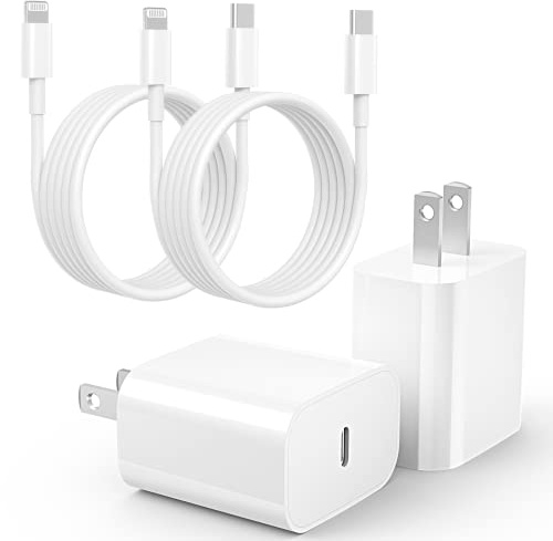 Ximytec iPhone 14 13 12 11 Charger Fast Charging 2Pack 20W Type-C Fast Charger Blocks with 6FT MFi-Certified USB C to Lightning Cables Compatible with iPhone 14/13/12/11/XS/XR/X/8/7/6 /iPad (White)