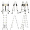 Telescopic Ladder 2.5 m + 2.5 m, Loft Ladder, Foldable, Portable Extendable Ladder, Aluminium, 150 kg Load Capacity