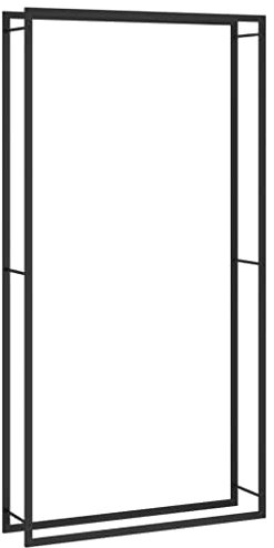 vidaXL Brennholzregal, Kaminholzregal mit viel Stauraum, Kaminholzständer Witterungsbeständig, Feuerholzregal Brennholz Kaminholz Regal, Mattschwarz Stahl