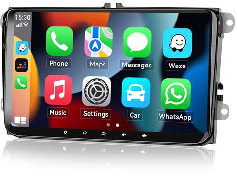 CAMECHO [2GB+64GB] Android 13 CarPlay Android Auto Autoradio für VW Golf 5 6 Polo Caddy Skoda Passat,9 Zoll Doppel-din HD Bildschirm mit Navi HiFi Bluetooth WiFi FM/RDS EQ+Rückfahrkamera+Mikrofon