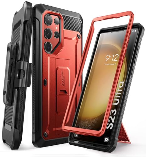 SUPCASE Unicorn Beetle Pro Series Schutzhülle für Samsung Galaxy S23 Ultra 5G (2023 Version), robuste Schutzhülle, doppellagig, Standfunktion, ohne Displayschutz, Ruddy