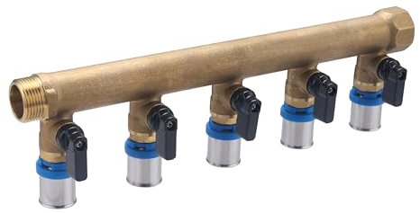 Collecteur mâle - femelle 20x27-5 départs multicouche à sertir Ø16 à vannes NOYON & THIEBAULT