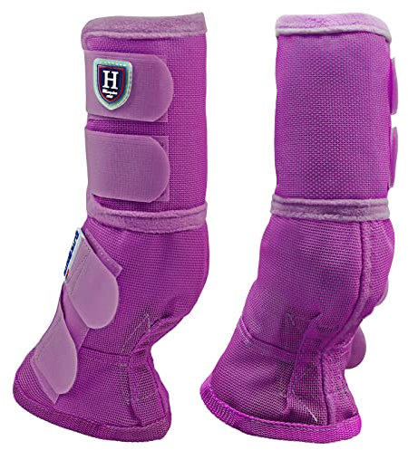 Harrison Howard Fliegenstiefel für Pferde, perfekt konturierte Passform, Beinschutz, dichte Netzstiefel mit belüftetem Komfort, zuverlässiger Schutz vor sommerlichen Elementen, 2er Set, violett,