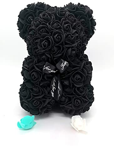 Yarhom Orso Rosa, Orso di Fiori Artificiali, Rosa Romantica per Sempre, Regali di Compleanno di Natale di San Valentino per Donne Mamma Fidanzata papà (Nero)