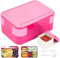Bugucat Brotdose Kinder mit Fächern 1550ML,Lunchbox Kinder Auslaufsicher mit 6 Fächern und Besteckse,Bento Box Vesperdose für Mädchen & Jungen Frühstücksbox Jausenbox für Kindergarten BPA-Frei Rosa