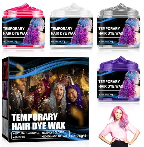 TOPJOWGA Halloween Temporäre Haarfärbemittel 4 Farben, Haarfarbe Wachs, Styling Haartone für Männer Frauen, für Halloween Cosplay Party