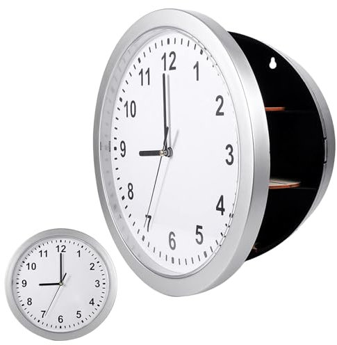 Wanduhr Safe, Wanduhr mit Verstecktem Safe, 25×7cm, Versteck für Wertsachen mit Drei Versteckten Fächern, Versteck für Wertgegenstände, für Aufbewahrung von Geld, Schmuck, Wertgegenständen und Bargeld