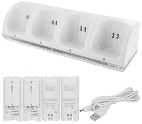 KOZWAY 4 en 1 Port Smart Charger CHARGIN Wii Console de Jeu Wii Battery + Charger (Color : Battery Mirror 1)
