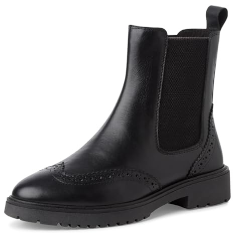 MARCO TOZZI Damen Chelsea Boots aus Leder mit Reißverschluss, Schwarz (Black), 40 EU