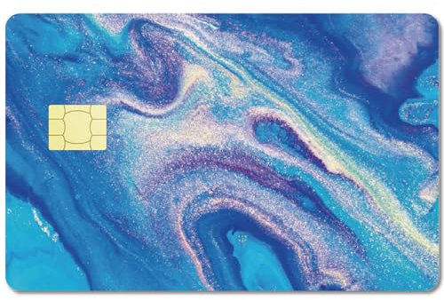 CREATCABIN Karten-Skin-Aufkleber,Welle,Quicksand,Debit-Kreditkarten-Skins,Abdeckend,Personalisierende Bankkarten-Schutzaufkleber,Wasserfest,Schlank Für EBT-Transport,Schlüsselkarte,Blau,Lila,186x137mm