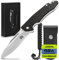 Wolfgangs CORVUS Zweihandmesser Klappmesser aus feinstem D2 Stahl und Ebenholz-Griff - Legale mitführbares Taschenmesser Klappmesser - Outdoor Survival Messer - Klappmesser Outdoor + Leder Holster