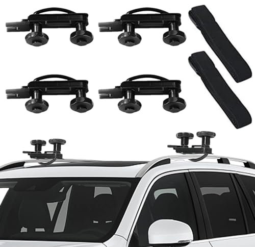 Roof Box U Bolt Clamp - Roof Rack Mounting Brackets, 4 Cargo Carrier Rack Bolts - 85mm Inside Width Roof Rack U Bolt Clamps With 8 Lock Nuts, 2 Straps, Car Van Mounting Accessories