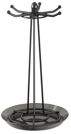 Milageto Rotierender Utensilienständer, Küchenutensilienhalter, Werkzeug-Abtropfschale, Spatel, Löffel, Suppenkelle, Halter, Schlitzlöffel, Spaghettiheber, Schwarz