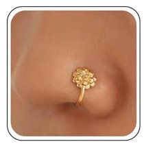 Xmsrn Anneau Nez Fleur Vintage Manchette Nez Fleur Métal Fleur Cuivre Anneau Nez Africain Or Faux Non Percé Bijoux Pour Femmes Et Filles