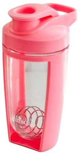 Moonlight Makers Pink 16oz Protein Shaker Bottle with Steel Whisk Ball, Leakproof Gym Bottle, Shaker Cups for Protein Shakes, Dishwasher Safe, Fitness Gifts, Preworkout Drink Mixer