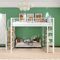 Etagenbett 140x200 mit Kleiderschrank, Hochbett mit Treppe und Aufbewahrungsschrank, Multifunktionsbett Metallbett Einzelbett Stockbett Spielbett Kinderhochbett Jugendhochbett, Ohne Matratze, Weiß