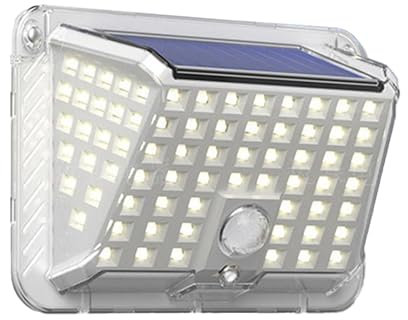 Voltix Luce solare led esterno 90 LED, Faretto led da esterno solare, 3 Modalità con Sensore di Movimento, Lampada da Parete Impermeabile IP65 per Giardino, Patio e Garage (1)