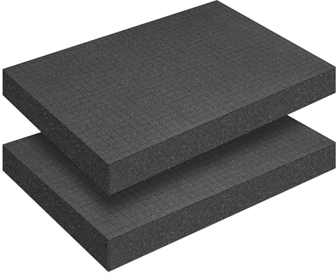 KUOGAS 2 Stück 400 x 300 x 50 mm Schaumstoff Zuschnitt Rasterschaumstoff - Schaumstoffeinlage Werkzeug Kamerakoffer Schaumstoff,Koffereinlage,Tabletop Miniaturen (400 x 300 x 50 mm 2er-Pack)