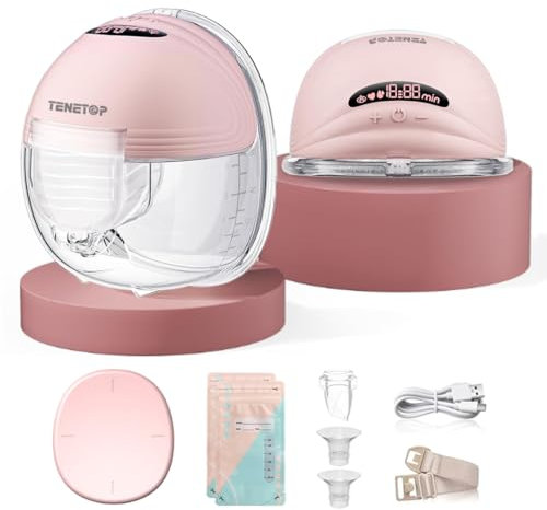 Electric Breast Pump, 2 Pcs Wearable Hands-Free Breastfeeding Pump with 12 Adjustable Suction & 3 Mode, Portable Milk Extractor for Pain-Free, Quiet and Efficient, 15/17mm Insert/Flange