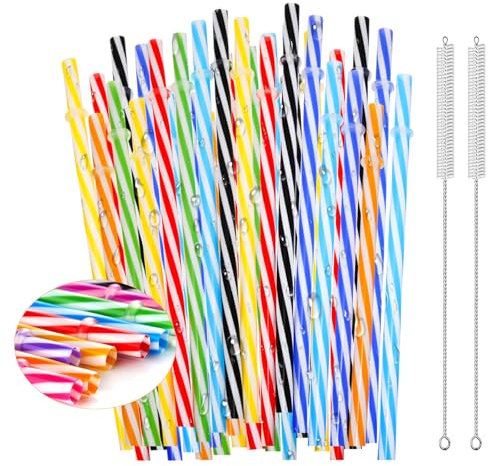 Koqit Lot de 60 pailles rigides réutilisables, passent au lave-vaisselle, pailles en plastique, pour smoothies, jus, cocktails, boissons chaudes (23 cm de long, 0,7 cm de diamètre)