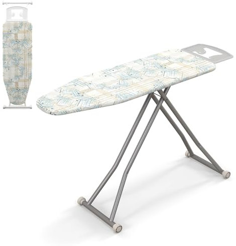 LIFEZEAL Asse da Stiro, Tavola da Stiro, Tavolo da Stiro, con Portaferro, Pieghevole, Altezza Regolabile, Salvaspazio, Antiscivolo, Leggero, Fodera Lavabile, Resistente a Calore, in Acciaio