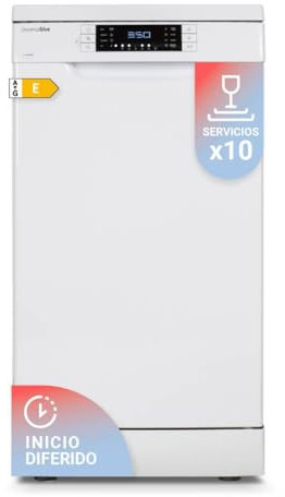 UNIVERSALBLUE Lavavajillas Blanco Digital 45 cm | Lavaplatos Programable Libre Instalación con 8 Programas | Máquina de Lavado con Inicio Diferido | Silencioso | ENVIO + SUBIDA A PLANTA GRATIS