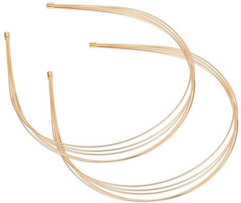 Lot de 2 bandeaux en métal doré pour femme, multicouches, serre-tête fin en métal, accessoire de coiffure doré élégant pour femmes et filles