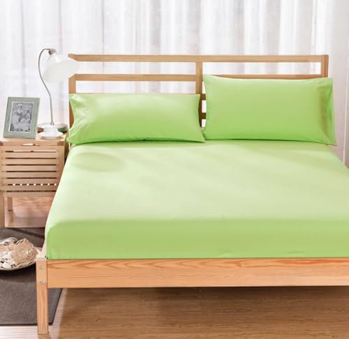 Epinki Betttuch 135x200+25cm Waschbar, Bettlaken Unterlage Einfarbig Grün Faltenresistent und Ausbleichen, Polyester Baumwolle Bett Laken Bezug Unterbett als Schutz für Boxspringbett & Topper