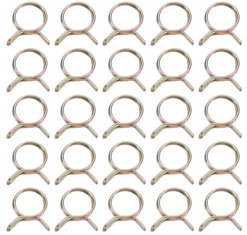 sourcing map 25 abrazaderas de manguera de resorte de doble alambre, 14 mm de diámetro interior, para manguera de 14 a 15,5 mm de diámetro exterior, clips de tubo de silicona, color zinc