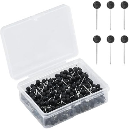 330 Stück Reißnagel/Pins für Karten, Map Pins Rundkopf Stecknadeln mit Aufbewahrungsbox mit Kopf 1/8 Zoll Pinnadeln für DIY (Schwarz)