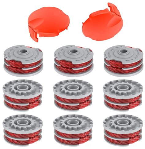 MALNDTK Strimmer Spool Line Compatible avec Flymo Contour 500E/500/700/500XT, Mini Trim Auto/Auto +/MT25, bobine de rechange FLY021/513937190 (9 bobines + 2 capuchons)