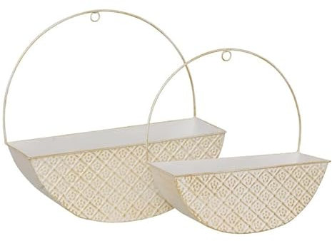 Atmosphera Créateur d'intérieur - Lot de 2 Jardinières Murales en Métal Tino 35cm Blanc