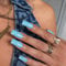 KQueenest Press On Nails Lange Mandel Eckig, Sarg Nägel zum Aufkleben Baby Blau, Glänzende Jelly-Gel Fake Nails Fingernägel zum aufkleben Ballerina, Einfarbig Acryl Kunstnägel für Frauen, 24 Stück