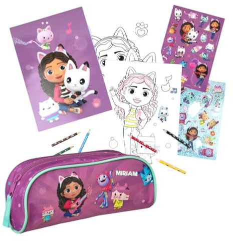 Gabby's Dollhouse Kit de coloriage et trousse de coloriage, personnalisable avec nom, kit créatif pour enfants et filles, bloc de coloriage, autocollants