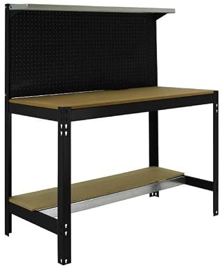 PRORGEAL Werkbank Buffalo mit Werkzeugwand und Ablage | HxBxT 84x90x61cm | Traglast 400kg | Anthrazit | Werktisch Arbeitstisch Werktisch