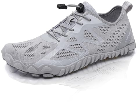 Barefoot Shoes Men Women Water Shoes Wide Lightweight Walking Shoes(A Light Gray,9.5UK)