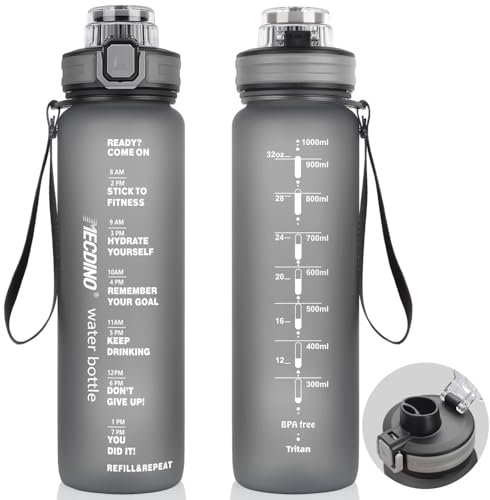 Trinkflasche 1L mit 2-in-1 Trinköffnung | Strohhalm & direktem Trinken | BPA-freie Tritan Sportflasche | Auslaufsichere Wasserflasche für Sport, Fitness, Arbeit, Radfahren, Wandern, Outdoor, Reisen