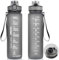 Trinkflasche 1L mit 2-in-1 Trinköffnung | Strohhalm & direktem Trinken | BPA-freie Tritan Sportflasche | Auslaufsichere Wasserflasche für Sport, Fitness, Arbeit, Radfahren, Wandern, Outdoor, Reisen