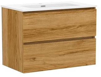 Baikal Mueble de Baño Klay. Mueble MONTADO. 2 Cajones Suspendido con Lavabo. Armario de Baño. Lavabo Ceramico. 90cm Teka.