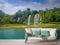 Forest Waterfall Wall Mural, Self Adhesive Wallpaper Peel and Stick, Nature Jungle Home Decor Photo Wallpaper, Silk Cloth Wall Sticker for Living Room & Bedroom, 350x256 cm - N-832