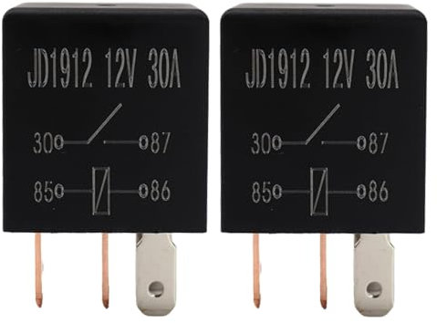 2PCS 12V Relay 30A 4-Pin Heavy Duty Automotive Relays for Car Truck Motorcycle Electrical Systems, Multi-Purpose Standard Power Relay Kit for Horn, Lights, Fuel Pump, Fans and 12V Accessories