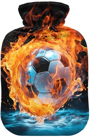 Fire Football Ice Blue hot Bottle Water Bag with Soft Cover, 2L Water Bottle Bag for (Scenario), (Scenario), (Scenario)