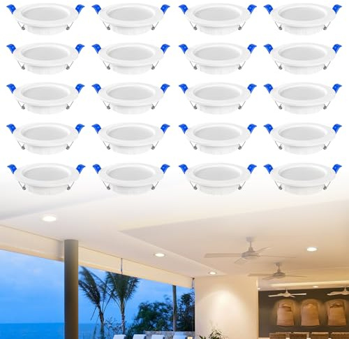 Suusolny LED Einbaustrahler Set 20 Teile, 5W Warmweiß 230V - Rund Flache Einbauleuchten, Deckenspot, Badleuchte,Wandleuchten - Für Bad, Küche, Wohnzimmer, Flur, Keller
