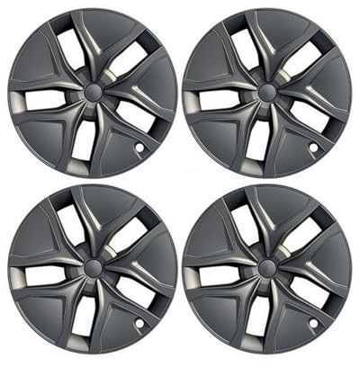 4 Stück 19 Zoll Ersatzradkappen Radzierblenden Radkappen Zubehör Automotive Performance Kompatibel mit Tesla Model Y Juniper 2025 (Matte Black)