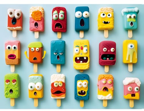500 Pieces Puzzles for Adults,Fun Colorful Monster Popsicles Jigsaw Puzzle.