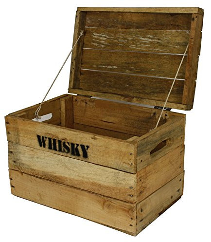 haus-garten-versand.de Whisky Holzkiste, klein (28x42x23cm), Vintage, Weinkiste, Obstkiste mit Deckel und Aufdruck