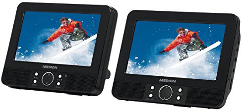 MEDION® LIFE® E72040 Portabler DVD-Player mit zwei digitalen 17,7 cm (7'') Displays, 2 x 2 W RMS, USB-Anschluss und Kartenleser, Kompatibel mit Xvid und MPEG4