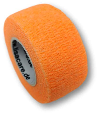 LisaCare Pflasterverband, Wundpflaster, Kinderpflaster, Pflaster auf Rolle, elastisch & ohne Kleber, 2,5cm breit (5er Packung, Neonorange)