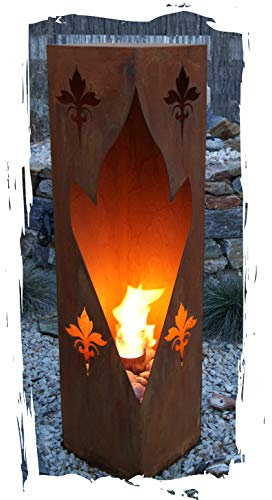 Feuersäule Lilie Edelrost Rost Metall Gartendeko Garten Stele Fackel Feuer Säule