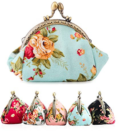 iSuperb Schnallen Portemonnaie Wallet Minibörse Minigeldbörse Münzbeutel Geldbörse Damen Vintage Geldsäckchen Kleingeldbörse Coin Purse für Mädchen(Blau)